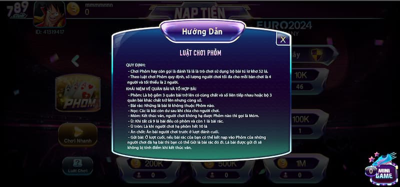 Luật chơi bài Phỏm 789club đơn giản